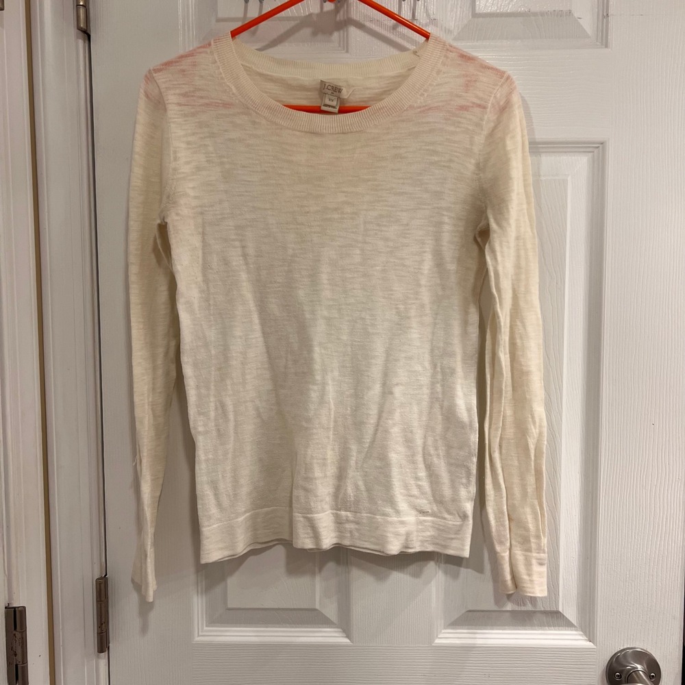 J Crew Cream Lightweight Knit Long Sleeve‎ Sweater